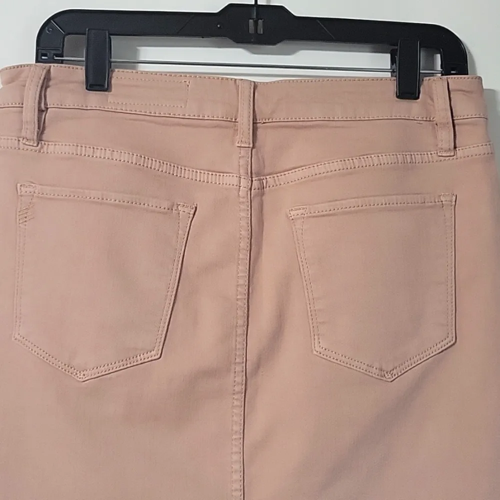 WishList Jeans frayed Denim Midi skirt Dusty Rose Size L - Image 8
