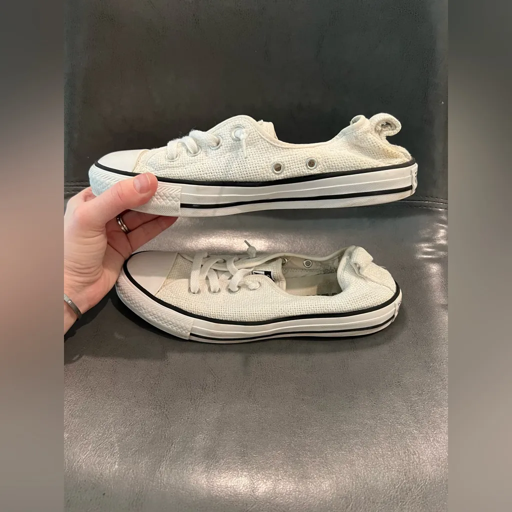 White Woven Women's Shoreline Converse Size 8 - Image 3