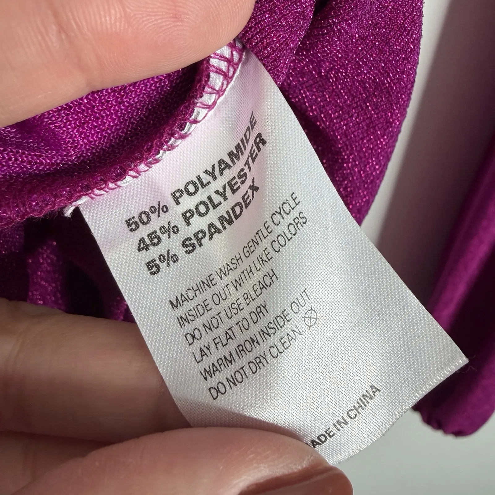 Boston Proper Metallic Henley Knit Top Magenta Medium Stretch - Image 5