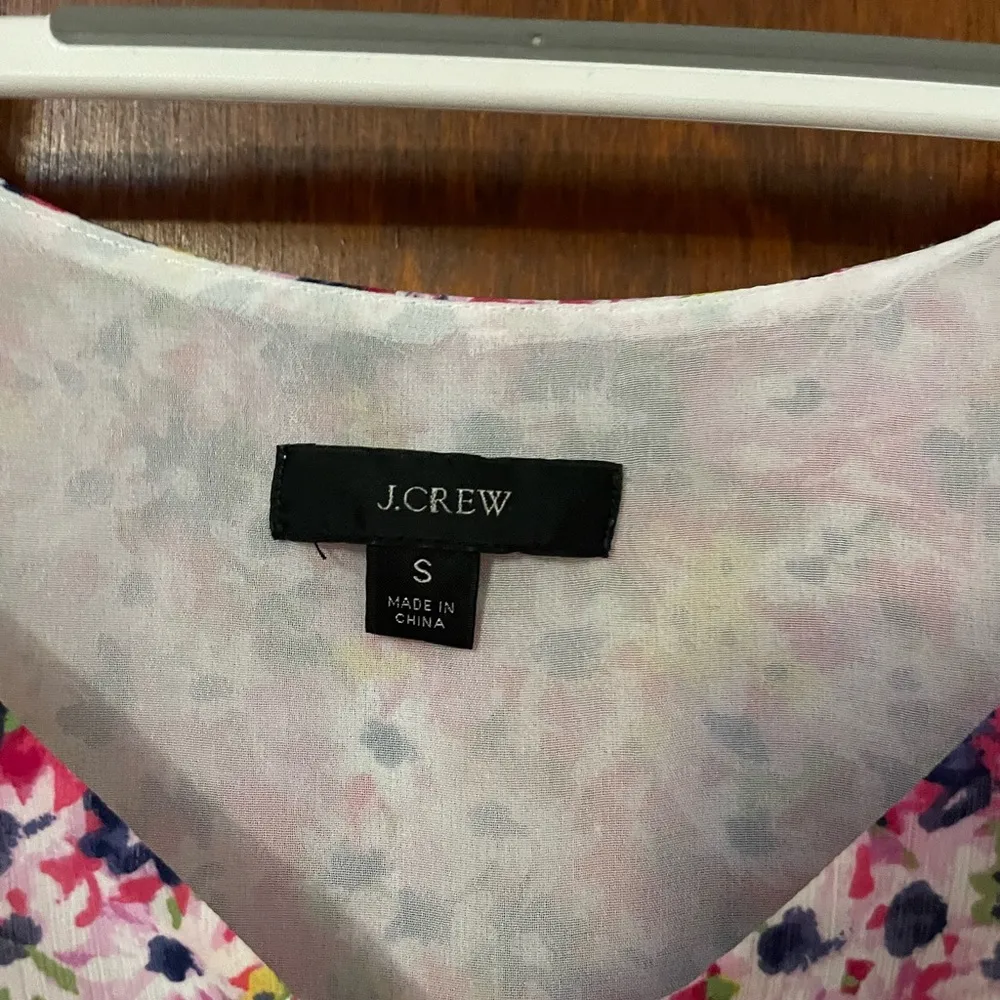 J. Crew Cap-Sleeve Crinkle Chiffon Top in Floral Fields - Image 4