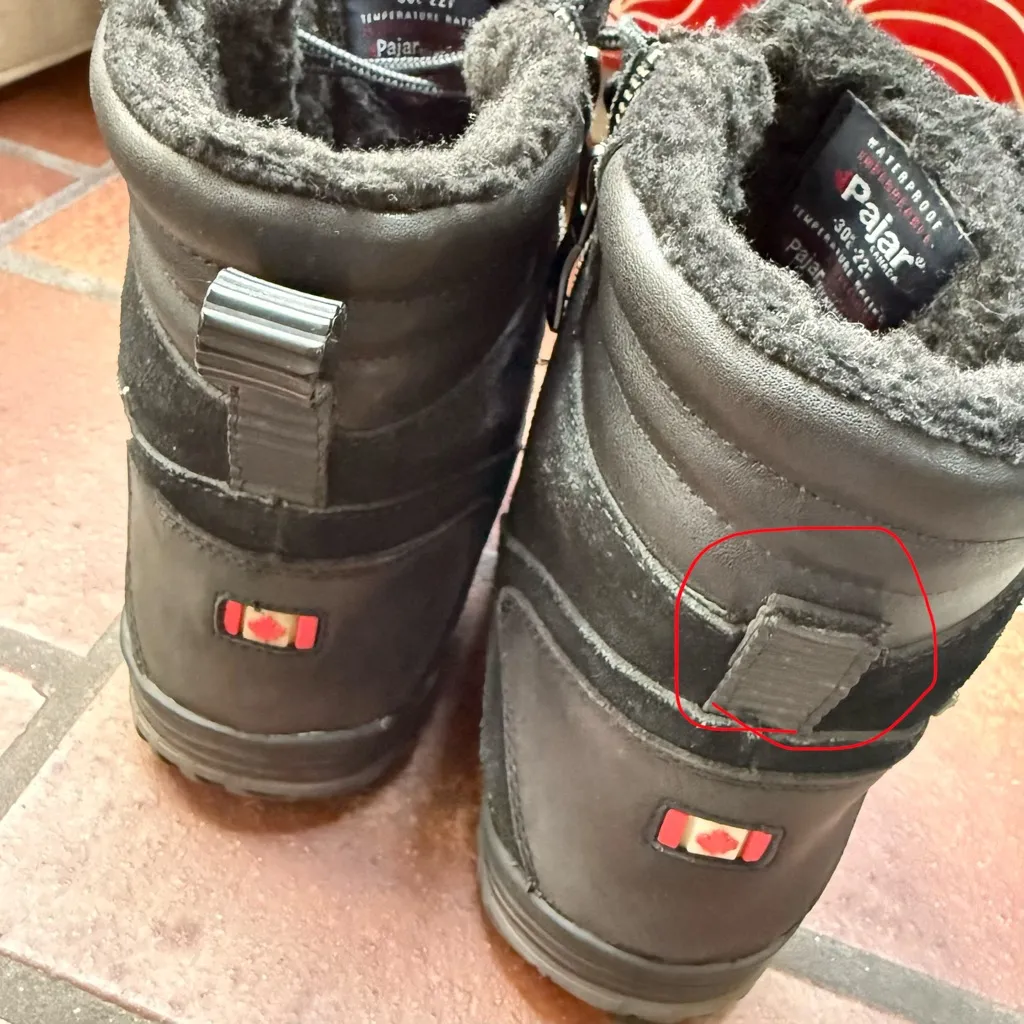 Pajar Boots Womens 7 Jeana Combat Lace Up Faux Fur Lined Side Zip Black Suede - Image 12