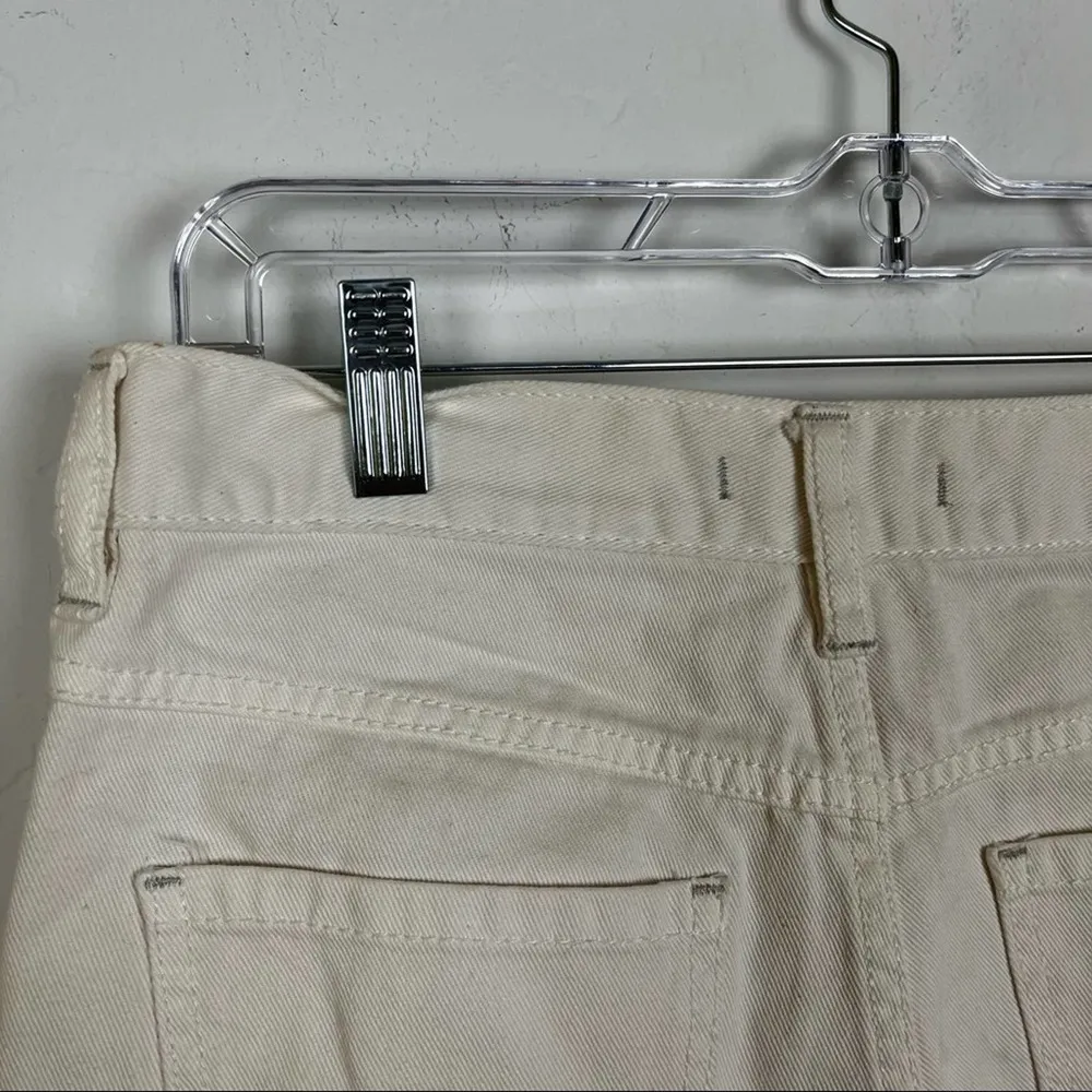 Free People White Button Fly Raw Hem Shorts - Image 6