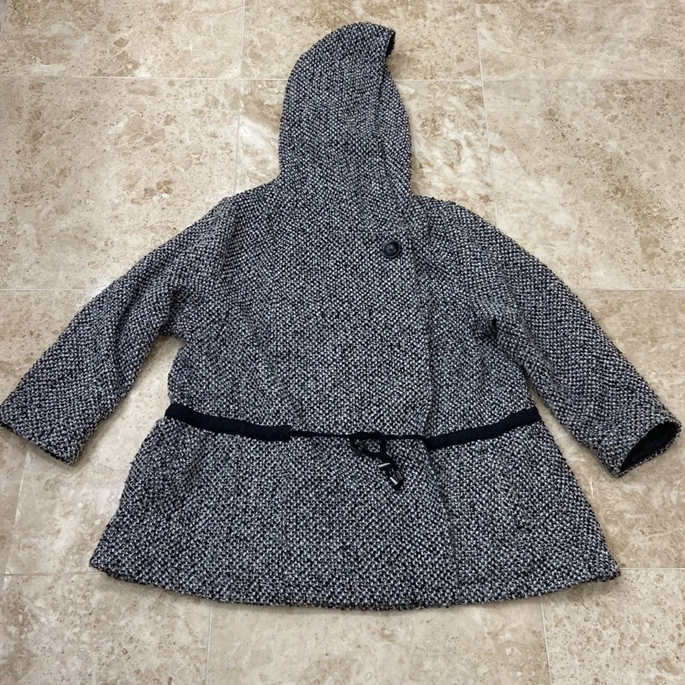 Satellite Image Swing Hooded Tweed Coat . Size XS - Image 2
