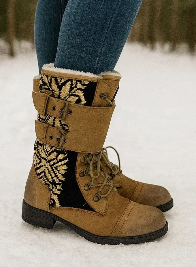 Kelsi Dagger Brown Ilya Womens Leather Block Heel Size 8 Mid Calf Sherpa Boots - Image 1