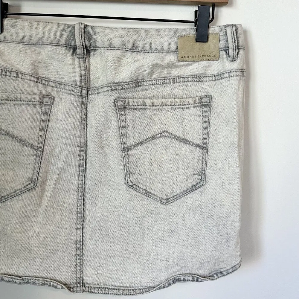 Armani Exchange Washed Denim Mini Skirt - Size: 12 - Image 7