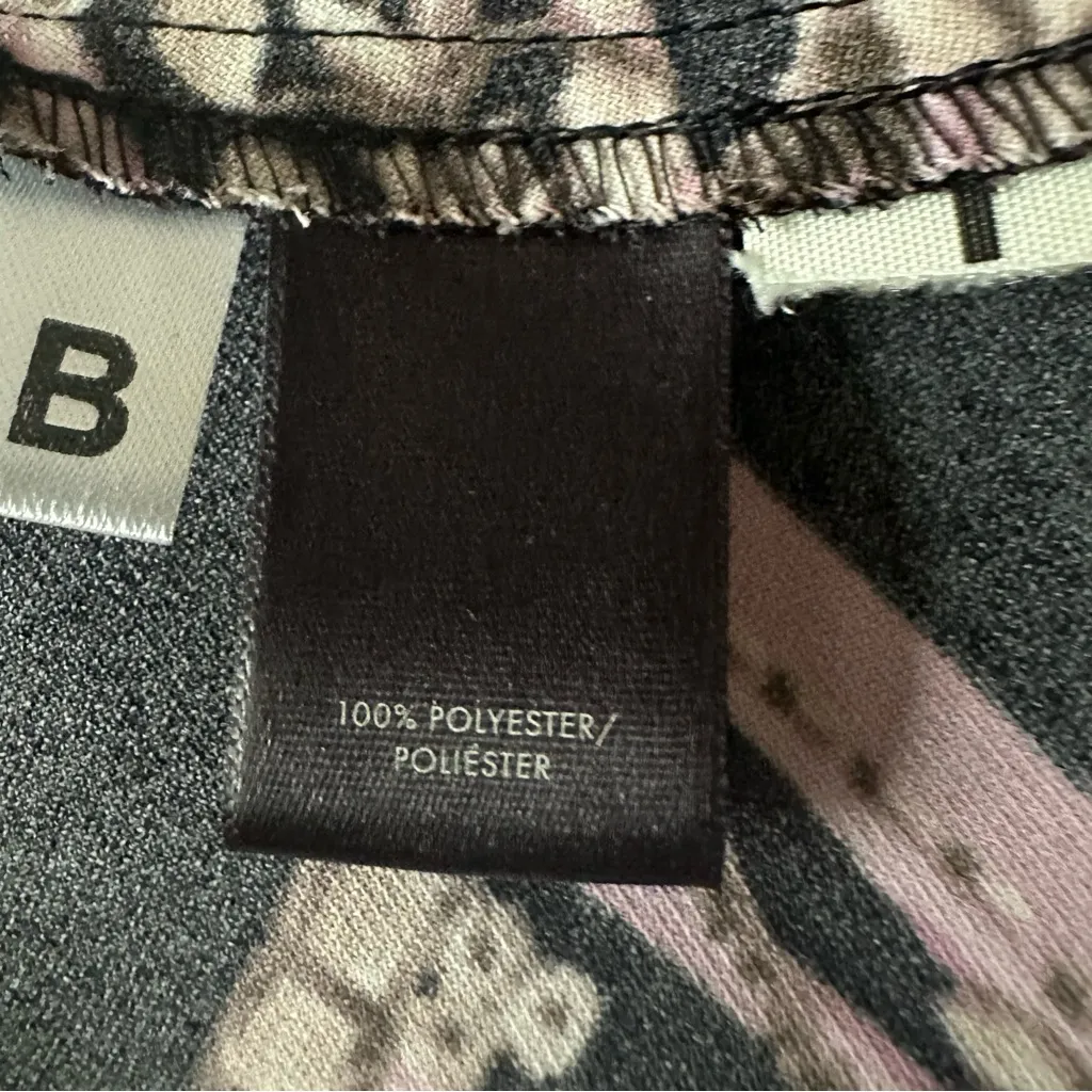 Ann Taylor "Dancing Fan" V-Neck Midi Dress in Black with Pink/White Fan Print - Image 8