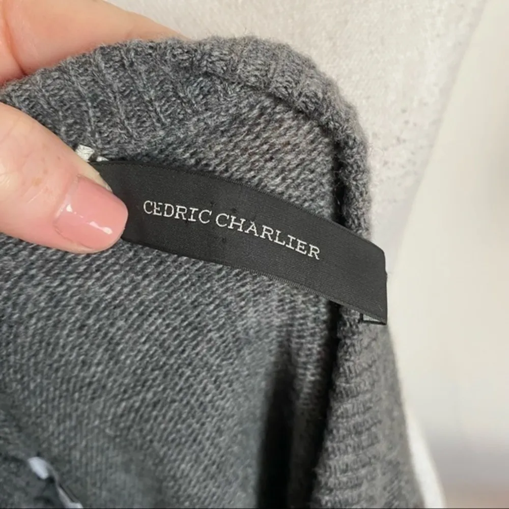 Cedric Charlier • Paris Designer Sequin Black Grey Wool Sweater Size 14 - Image 9