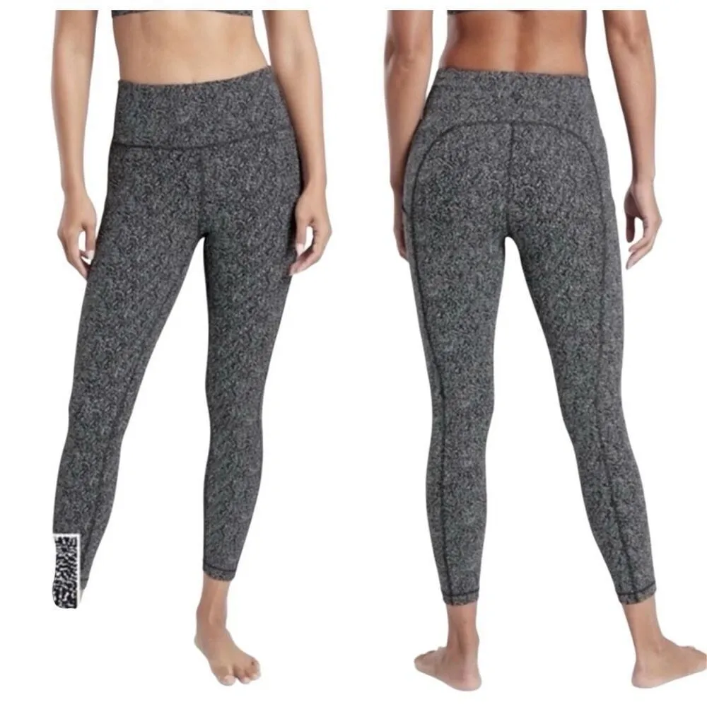 Athleta Textured Ultimate Stash Pocket 7/8 Tight Leggings Small Black White - Image 6