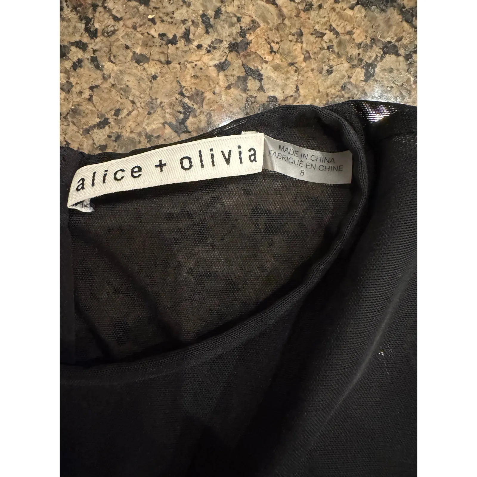 Alice and Olivia Takako Mesh Long Sleeve Minidress in Black Size 8 - Image 7