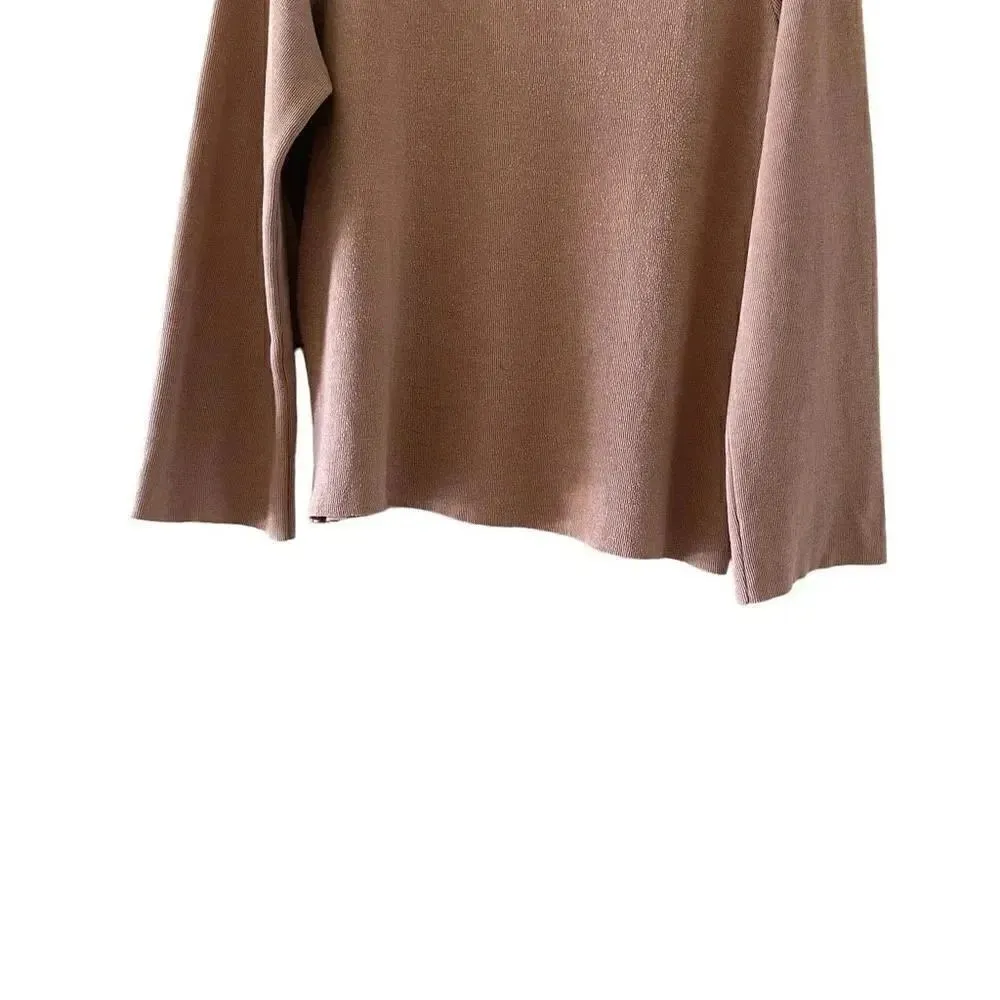 Zara Trafaluc Sweater Womens Large Beige Long Sleeves Crewneck Sweater # 1029 - Image 5