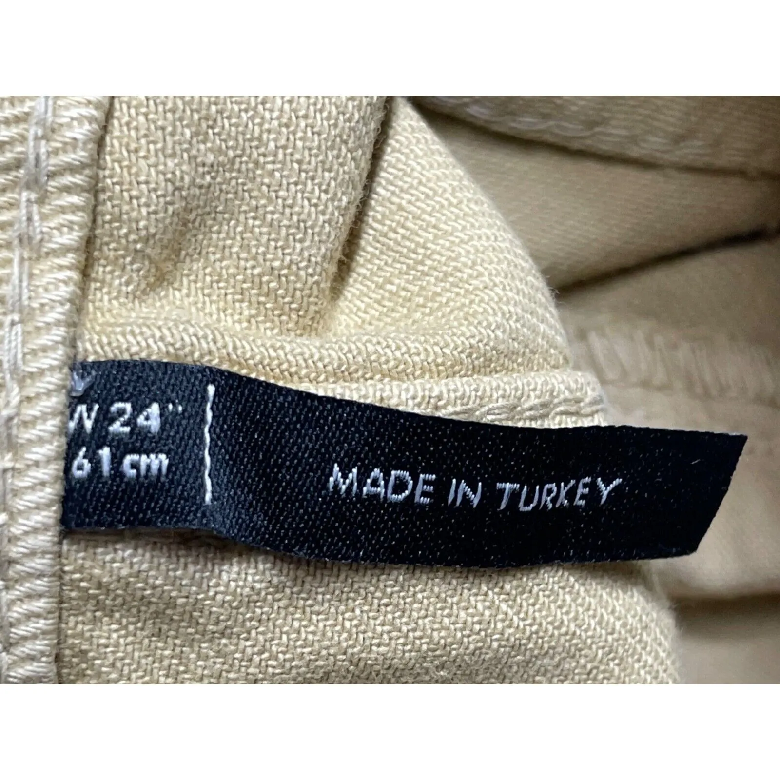 Reclaimed Vintage Cross Over Button Fly Dad Jeans Womens 24 Stone Tan High Rise - Image 9