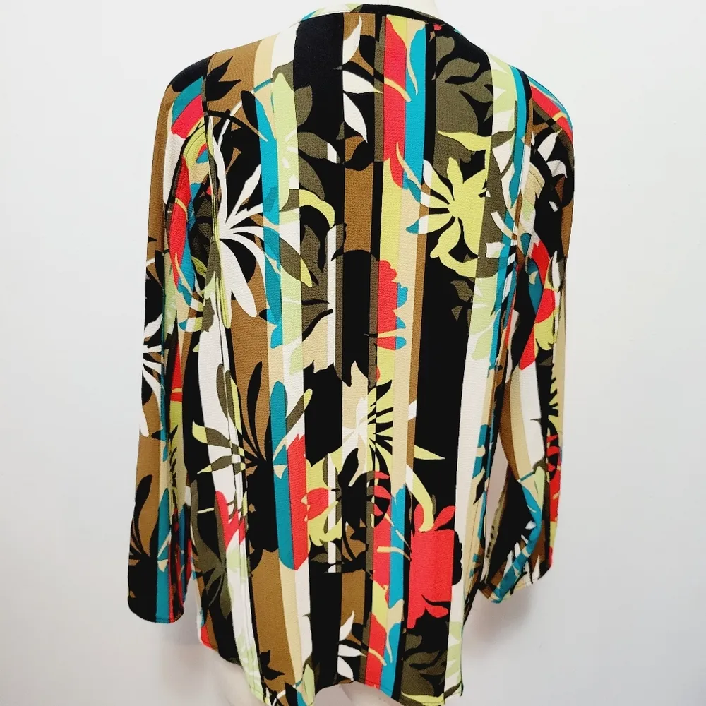 Rafaella multicolored abstract floral crepe blouse size small - Image 6