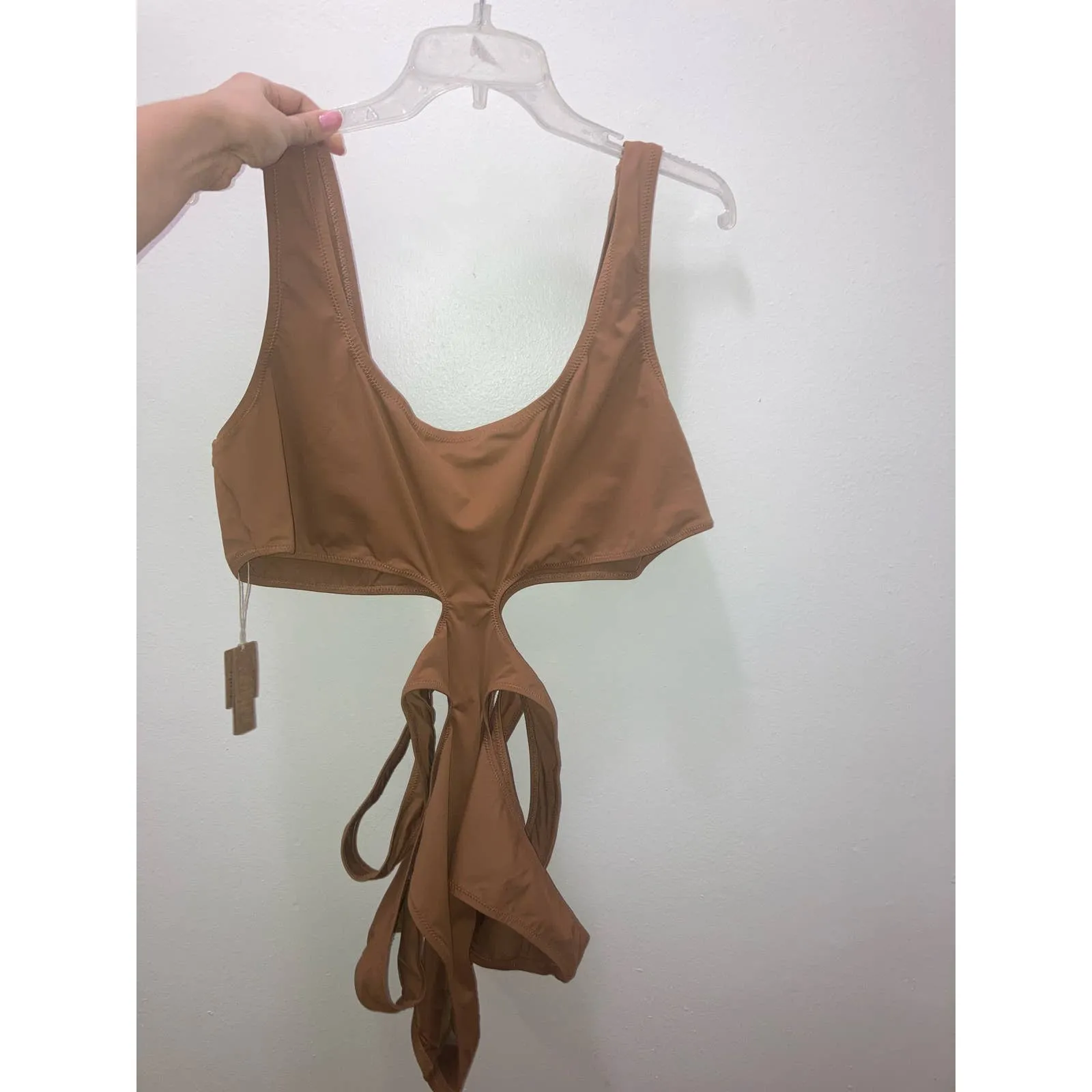 SKIMS Size 4X Monokini One Piece Bathing suit Swim Suit Women's NWT Almond Brown - Image 8