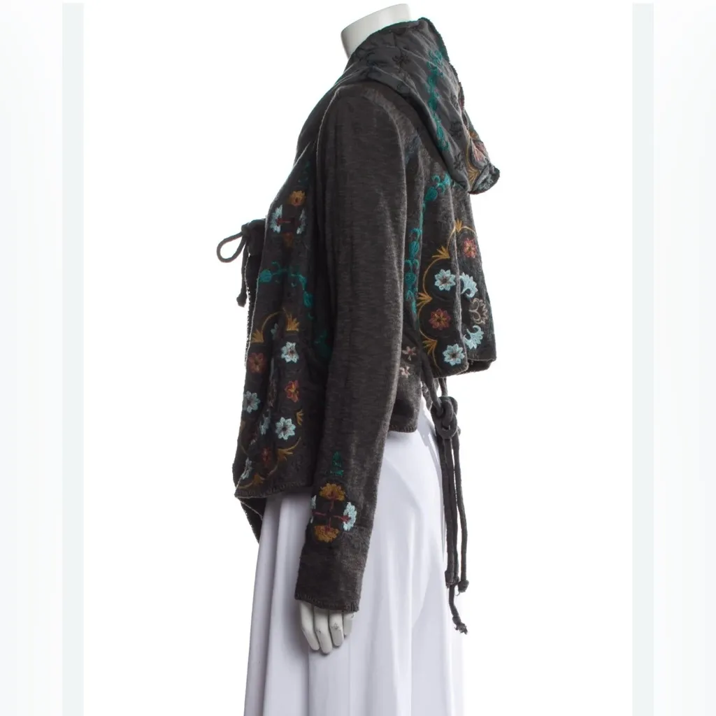 Johnny Was Biya Gray Multicolored Favorite Sweater‎ With Hoodie Size XS - Image 2