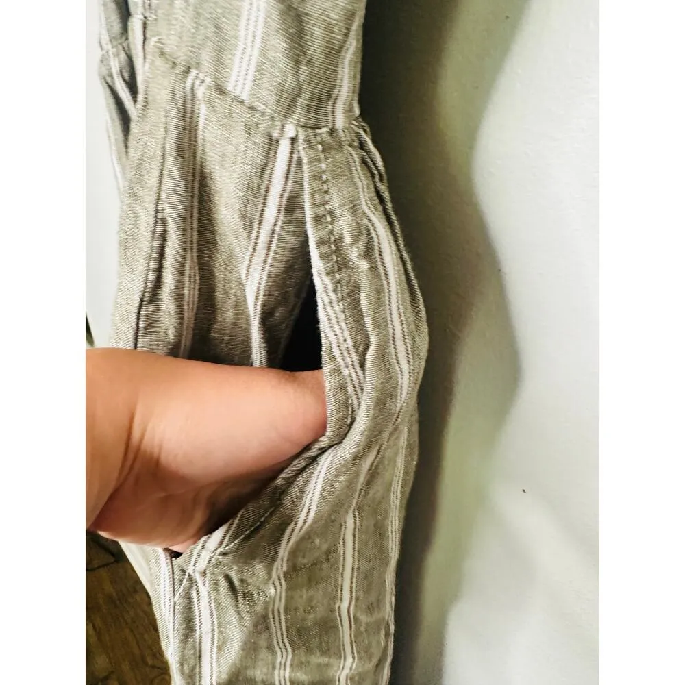 MADEWELL Green Stripe 100% Linen Sweetheart Neckline Campbell Jumpsuit Size 8 - Image 12