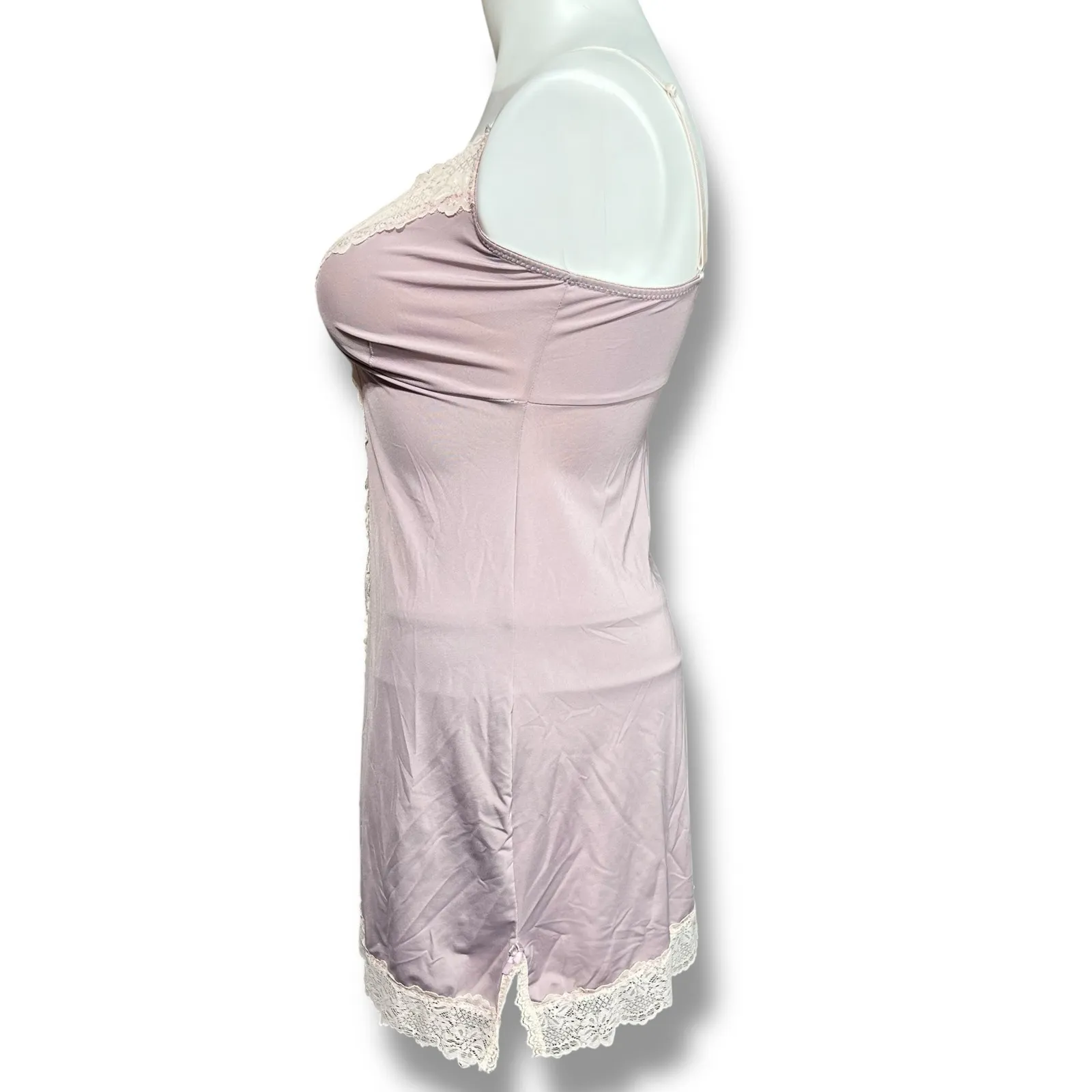 Marilyn Monroe Womens Lingerie Nightgown Chemise Slip Sheer Lace Purple Cream XL - Image 5