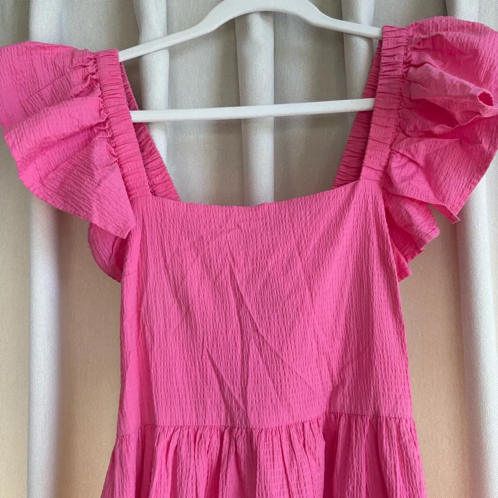 Francesca’s Mi Ami pink bow ruffle mini dress Size M - Image 4