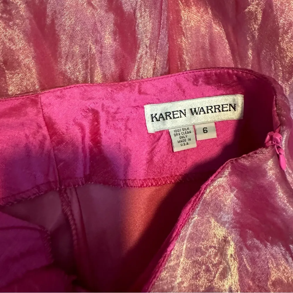 Vtg Y2K Pink Silk Sheer Iridescent Maxi Skirt Sz 6 Ballerinacore Retro - Image 15