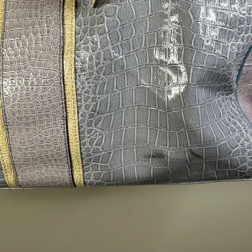 Vintage Pastel Sateen-feel Y2K Coquette Glam Guess Croc Embossed Patent Satchel - Image 8