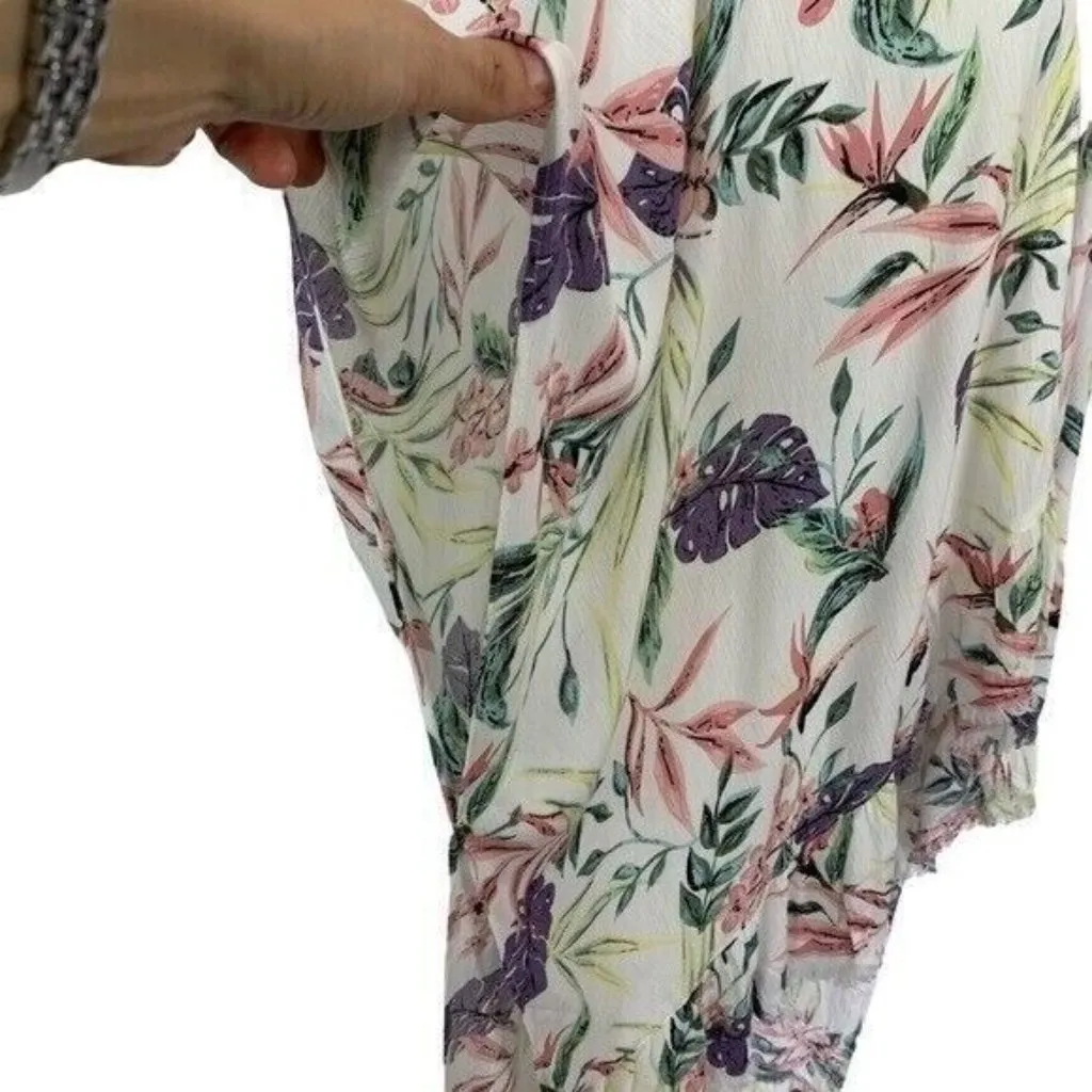 Umgee Kimono Cardigan Medium Large Floral Boho Fringe Sheer Layer - Image 4