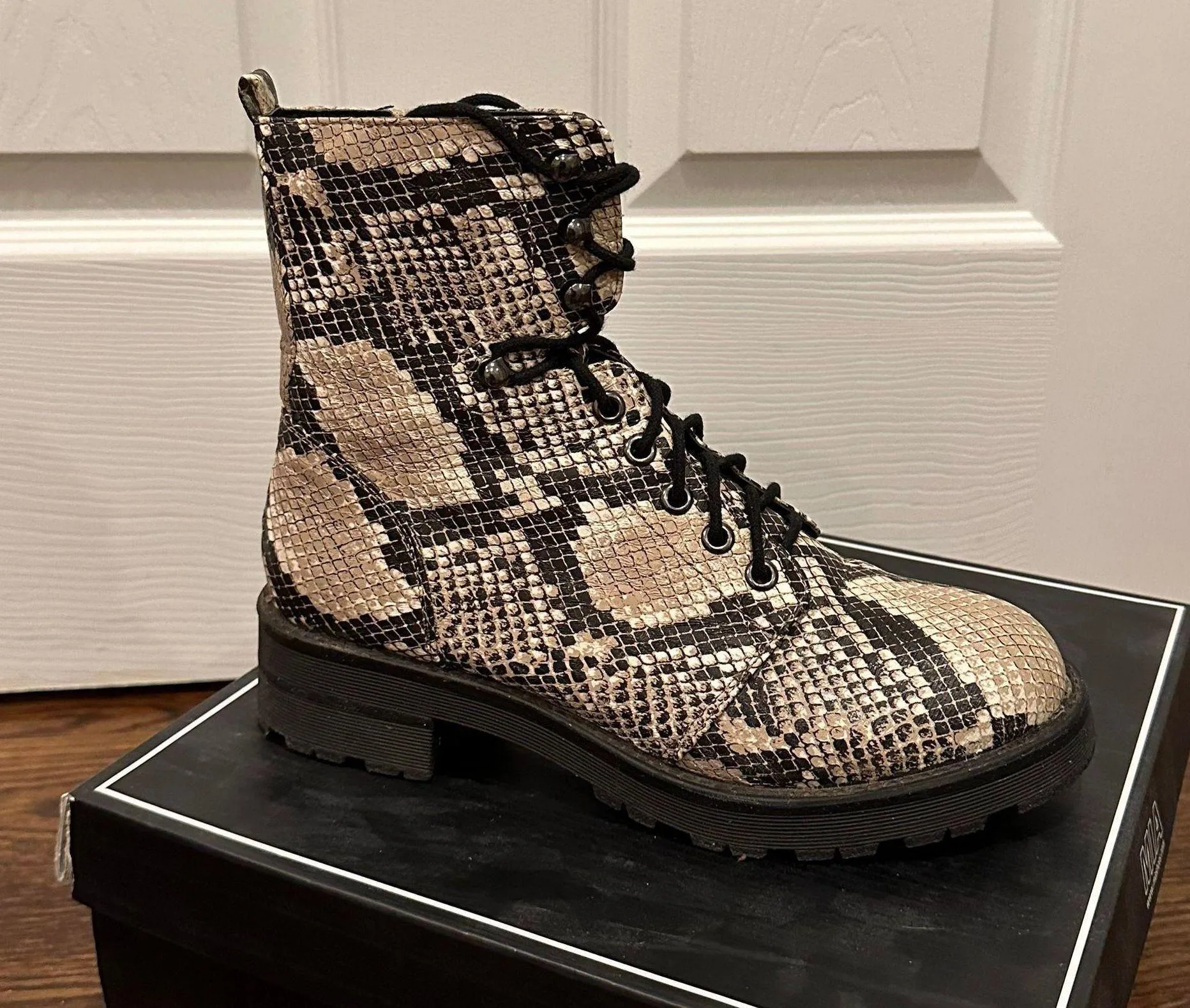 Snake Print Combat Boots - Image 11