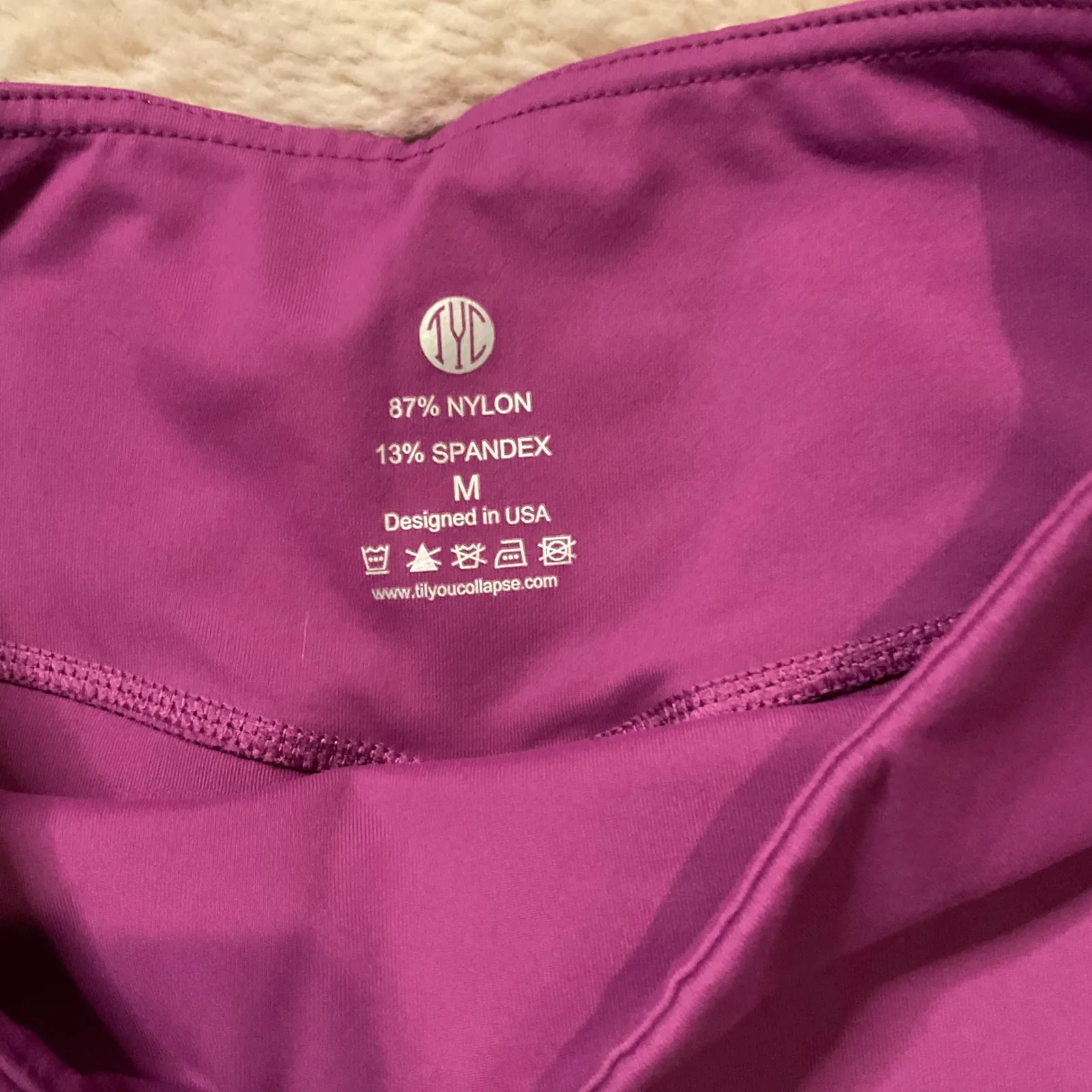 Tyche Tyc Til You Colapse Leggings Size Medium Compression Mesh Cut Out Fuscia Workout - Image 4