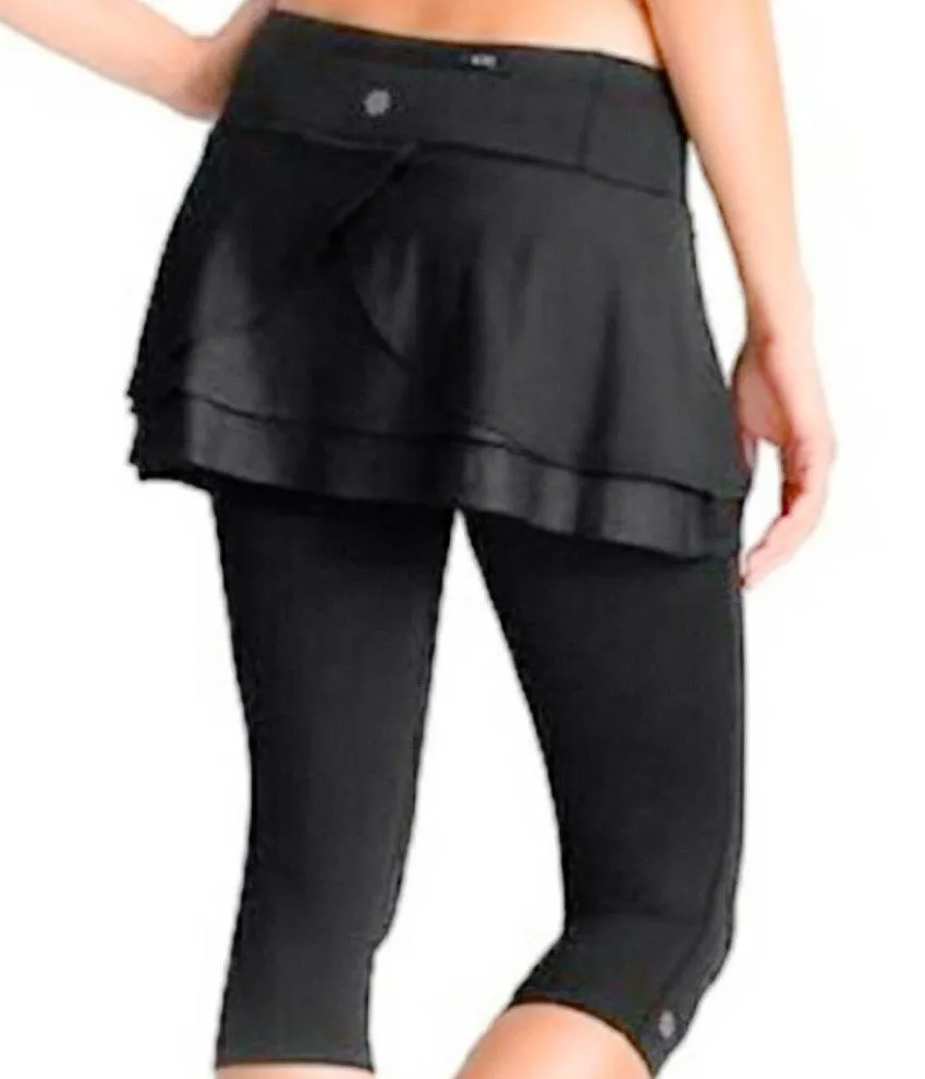 Skort Capri Leggings Black and Gray Size S - Image 2