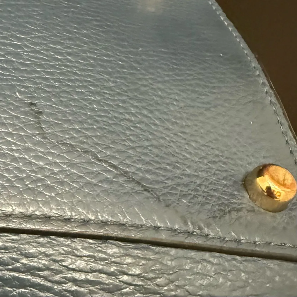 COACH C5689 Kleo Carryall Denim Blue Pebbled Suede Leather Satchel Shoulder Bag - Image 16