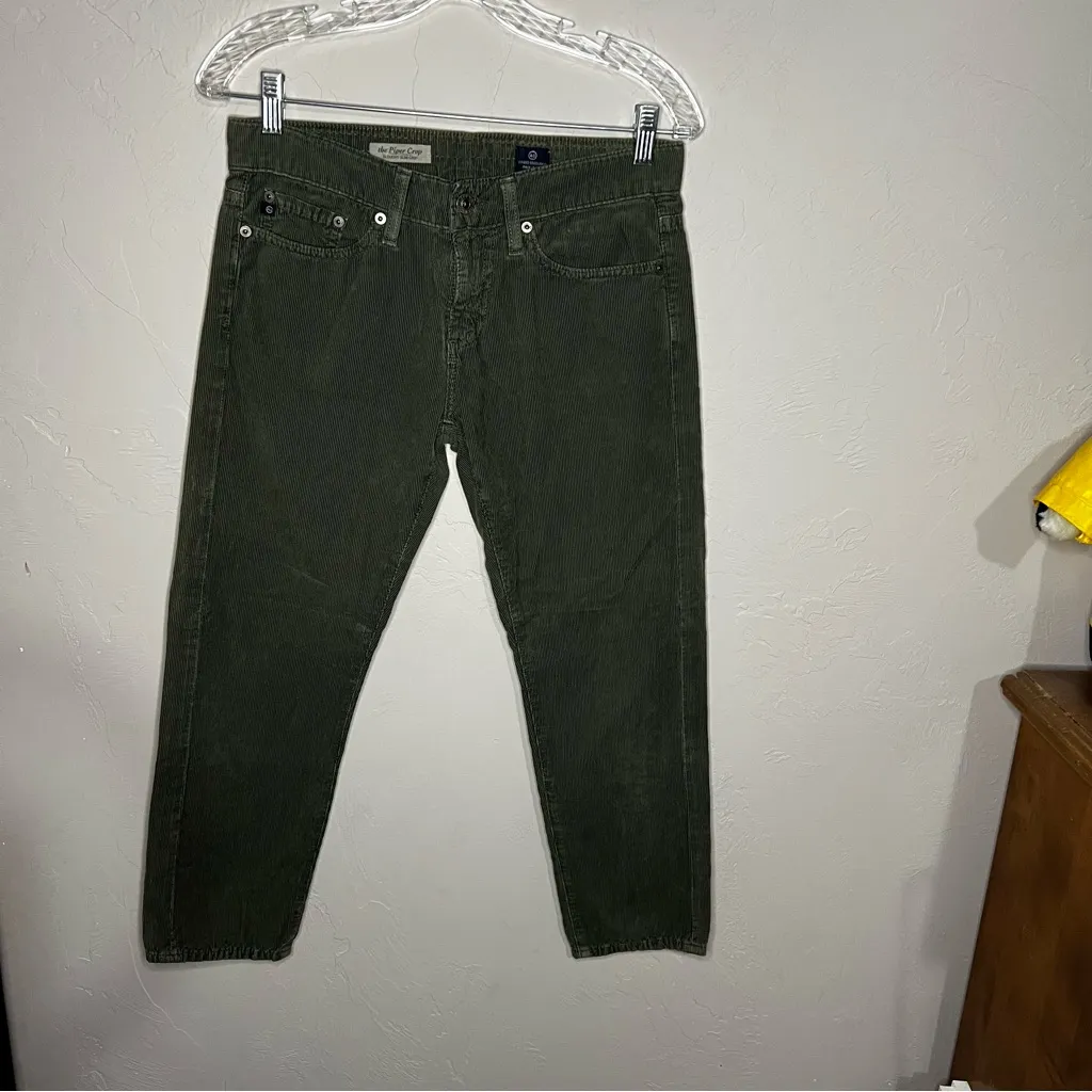 AG Forest Green The Piper Crop Slouch Slim Micro Corduroy Pants‎ - Image 2