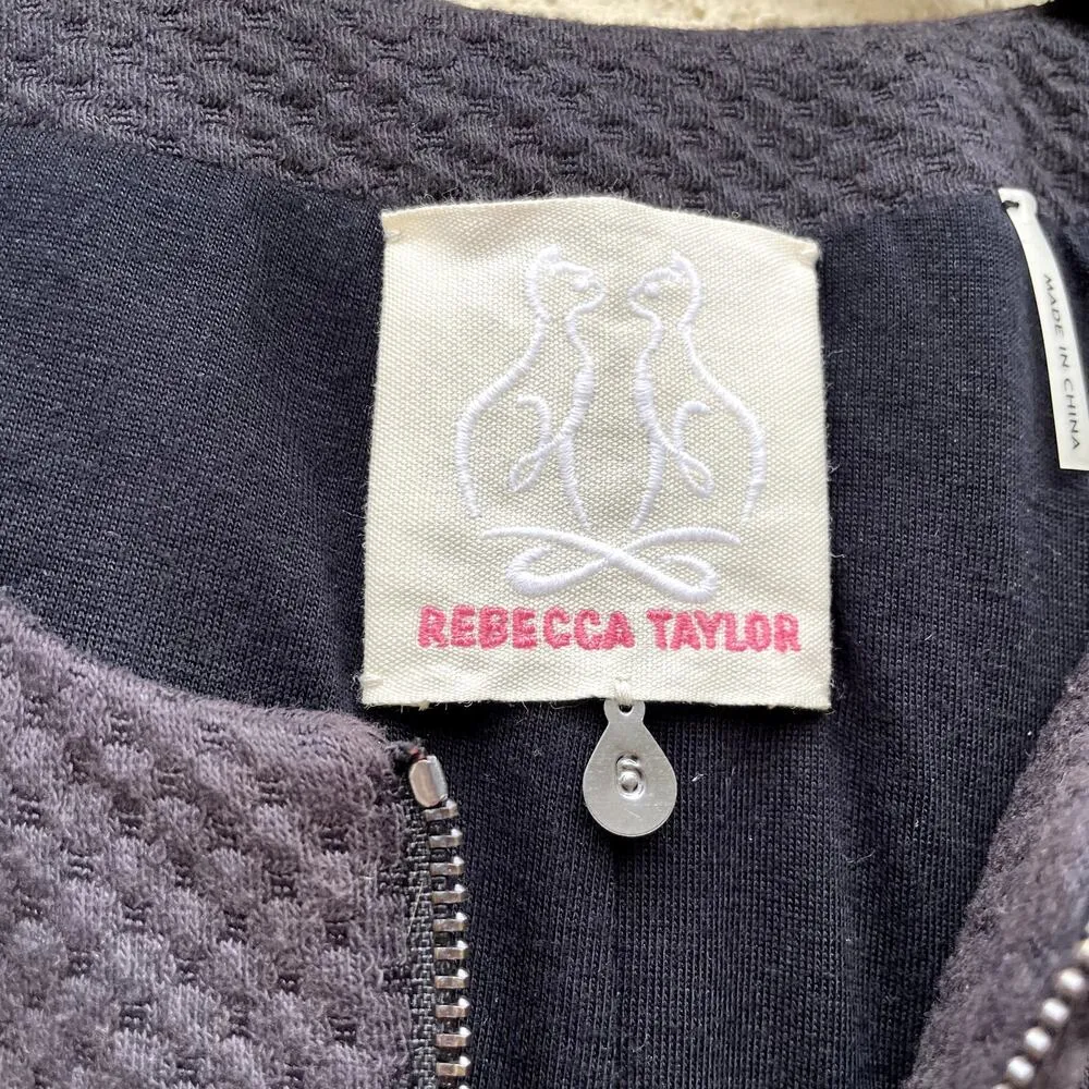 Rebecca Taylor Charcoal Black Peplum Jacket 6 Perforated Ladder Trim - Image 4