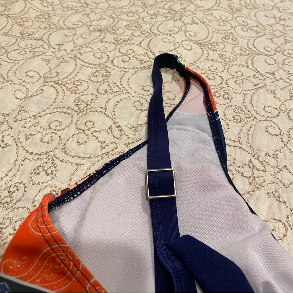 Women’s Multicolor Patterned Two Piece Bikini Size Medium Blue - Image 8