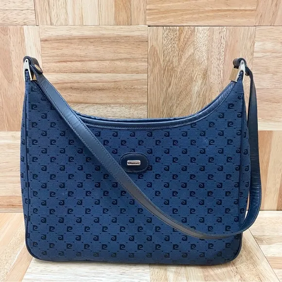 Vintage Pierre Cardin Navy Blue Signature Logo Shoulder Bag - Image 1