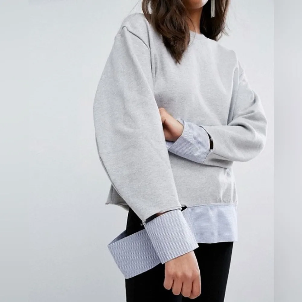 NWT Anthropologie Evidnt Disconnected Hem Sweatshirt - Large - Gray - Image 2