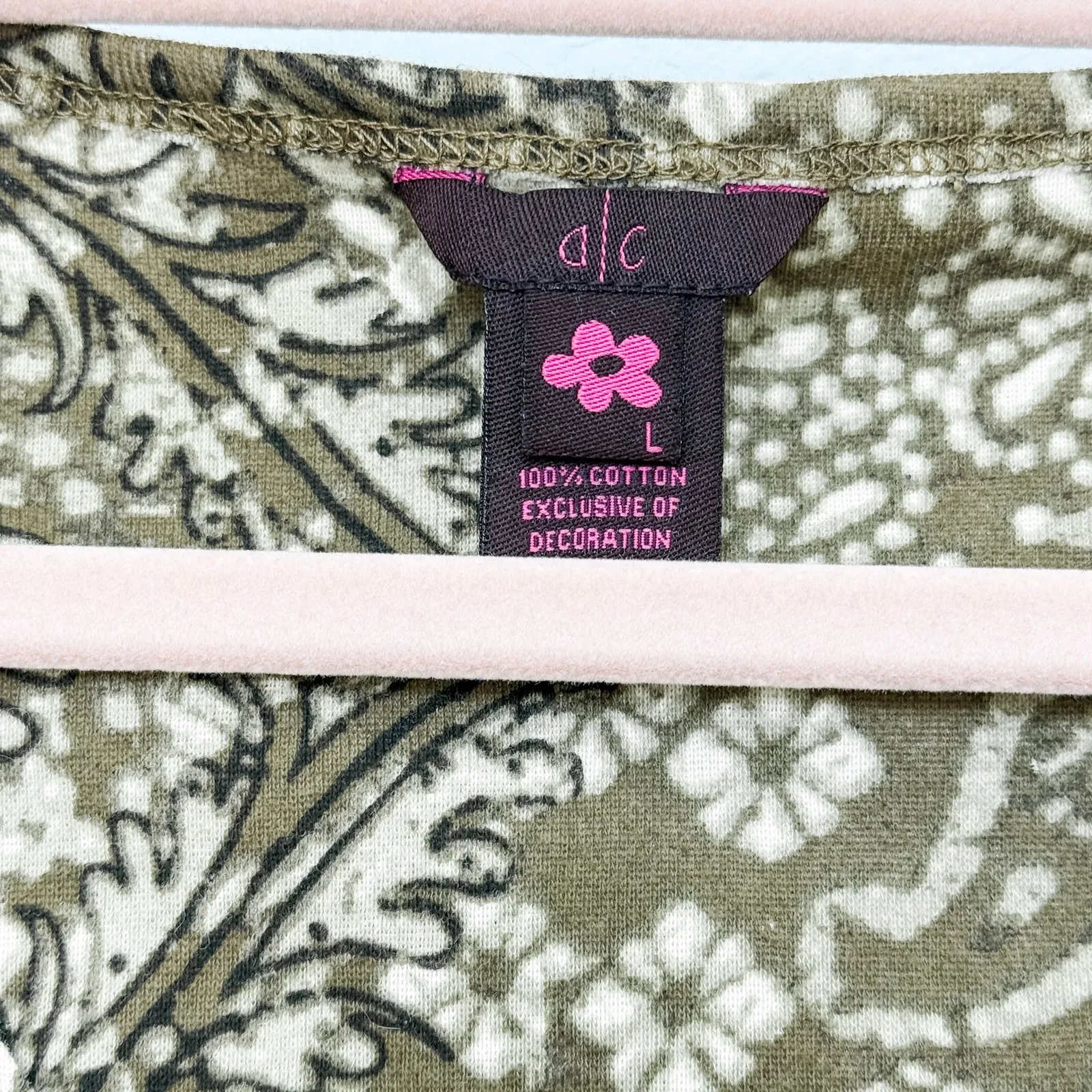 Y2K Womens Babydoll Top Size L Green Beaded Boho Floral Forest‎ Fairy Goblincore Size L - Image 5