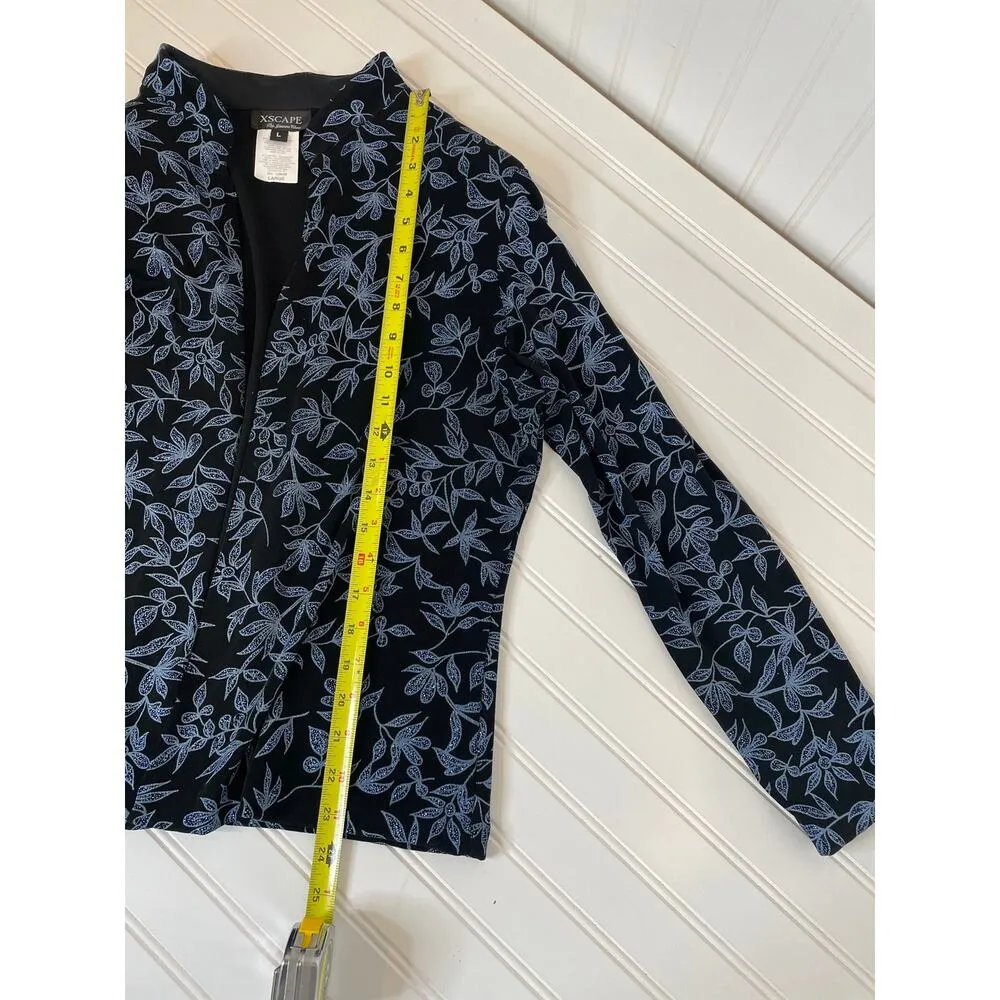 Xscape Set Women Black Blue Stretch Sparkle Dress-Jacket Tank Evening Shimmer L - Image 4