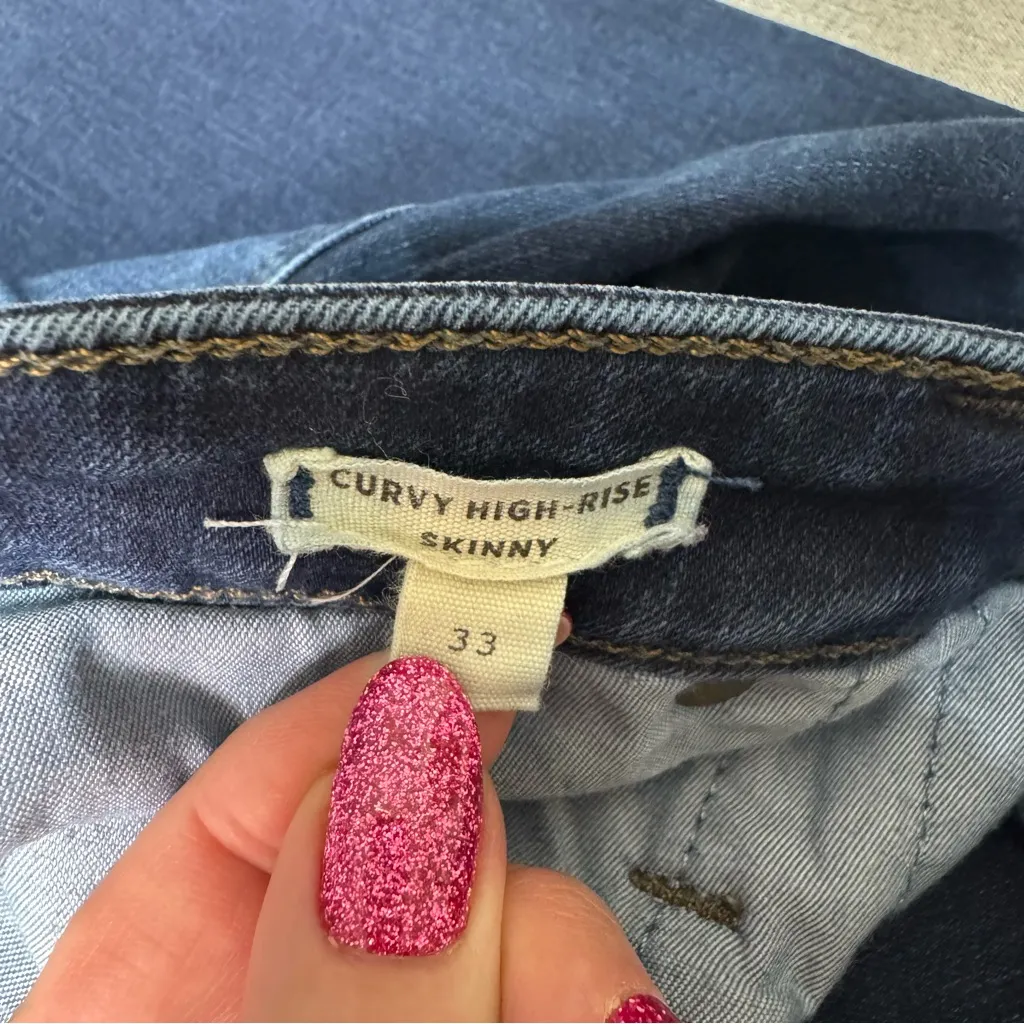 Madewell Curvy High Rise Skinny Jeans Dark Wash Size 33 - Image 11