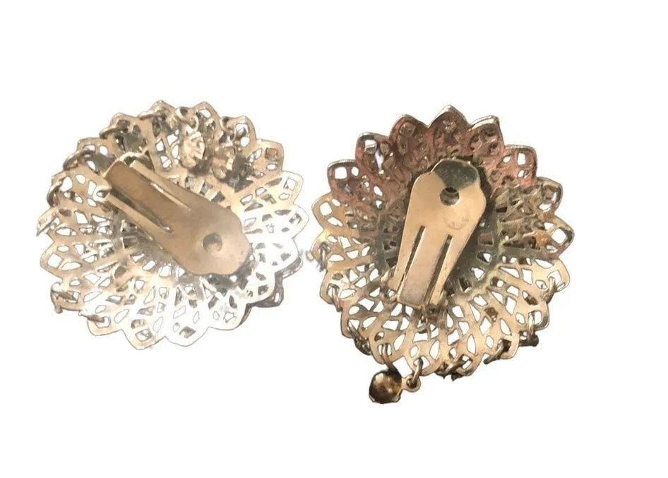 Vintage 4 Pair Clip On Earrings/Screw On Faux Pearl CZ Rhinestone Summer Fashion - Image 7