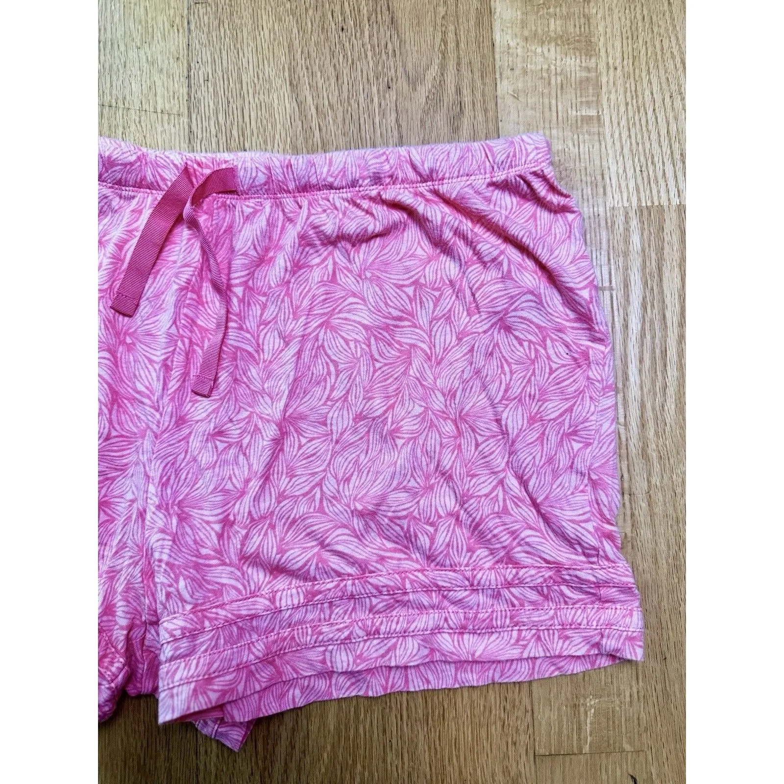 Nautica Women’s Floral Elastic Drawstring Cotton Summer Shorts Pink Size XL - Image 10