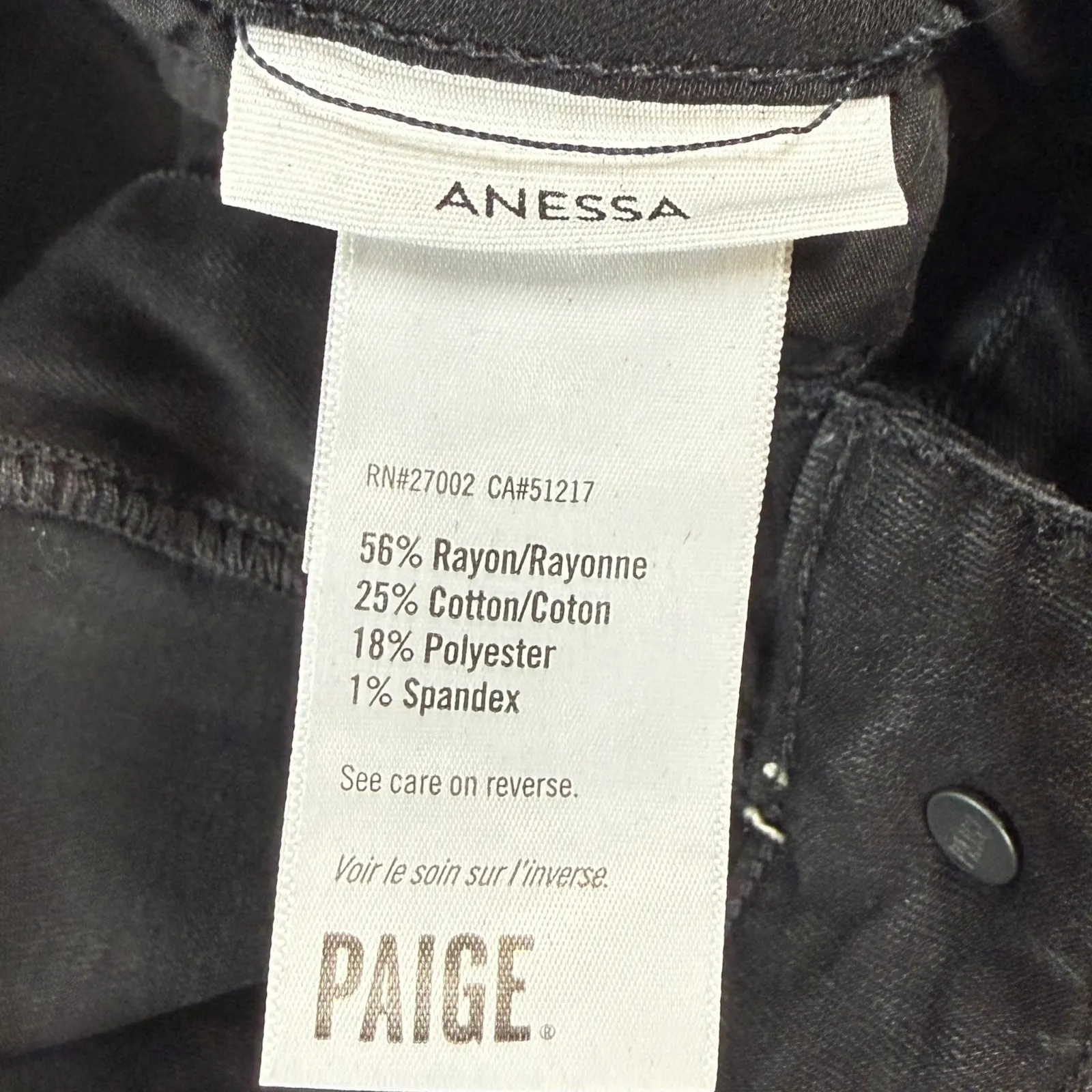 PAIGE Anessa High-Rise Wide-Leg Ankle Jeans Pants Cropped Black Fog Luxe Size 31 - Image 11