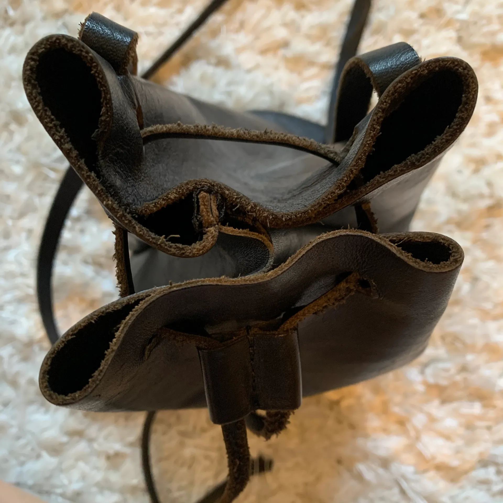 Brandy Melville Leather Bucket Bag Backpack - Image 4