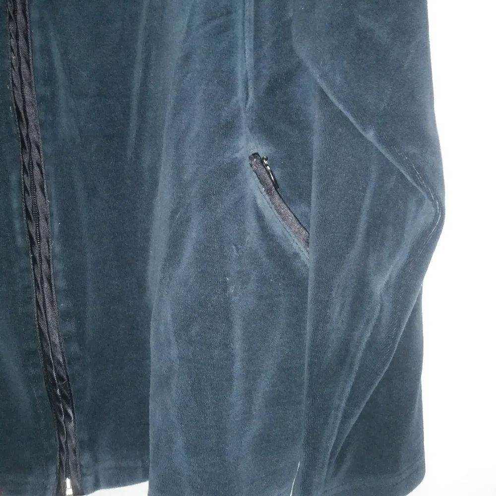 Jane Ashley LP Deep Aquamarine Blue Velour Jacket Petite - Image 3