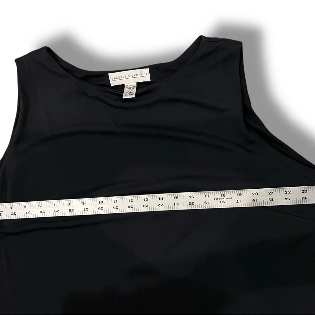 Valerie Stevens Black Shift Dress Size L Sleeveless Long Heavy Slit Sides - Image 7
