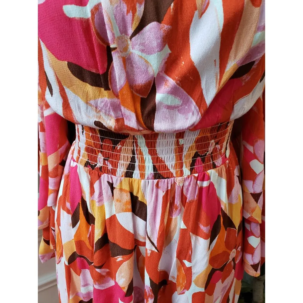 Forever 21 Fit & Flare Dress Women 0X Multi Pleated Off the Shoulder Bell Sleeve - Image 12