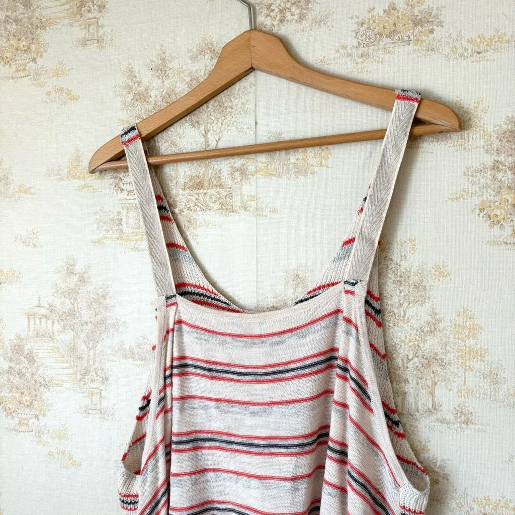 Free People boho cream and orange stripe linen blend knit flowy tank top - Image 6