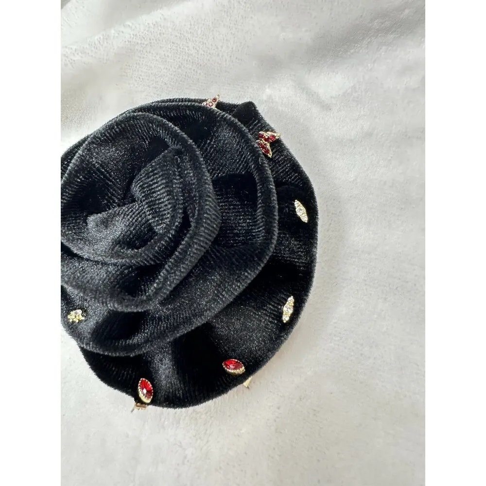 NEW Free People Rosette Stud Pack In Black Earrings Set Brooch Pin Boho Flower - Image 6