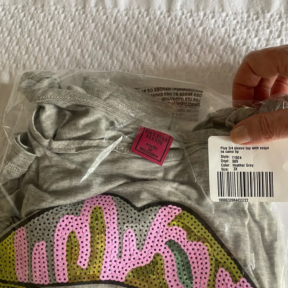 NIB Melissa Masse Knit Top W Sequins Lips Size 3X - Image 8