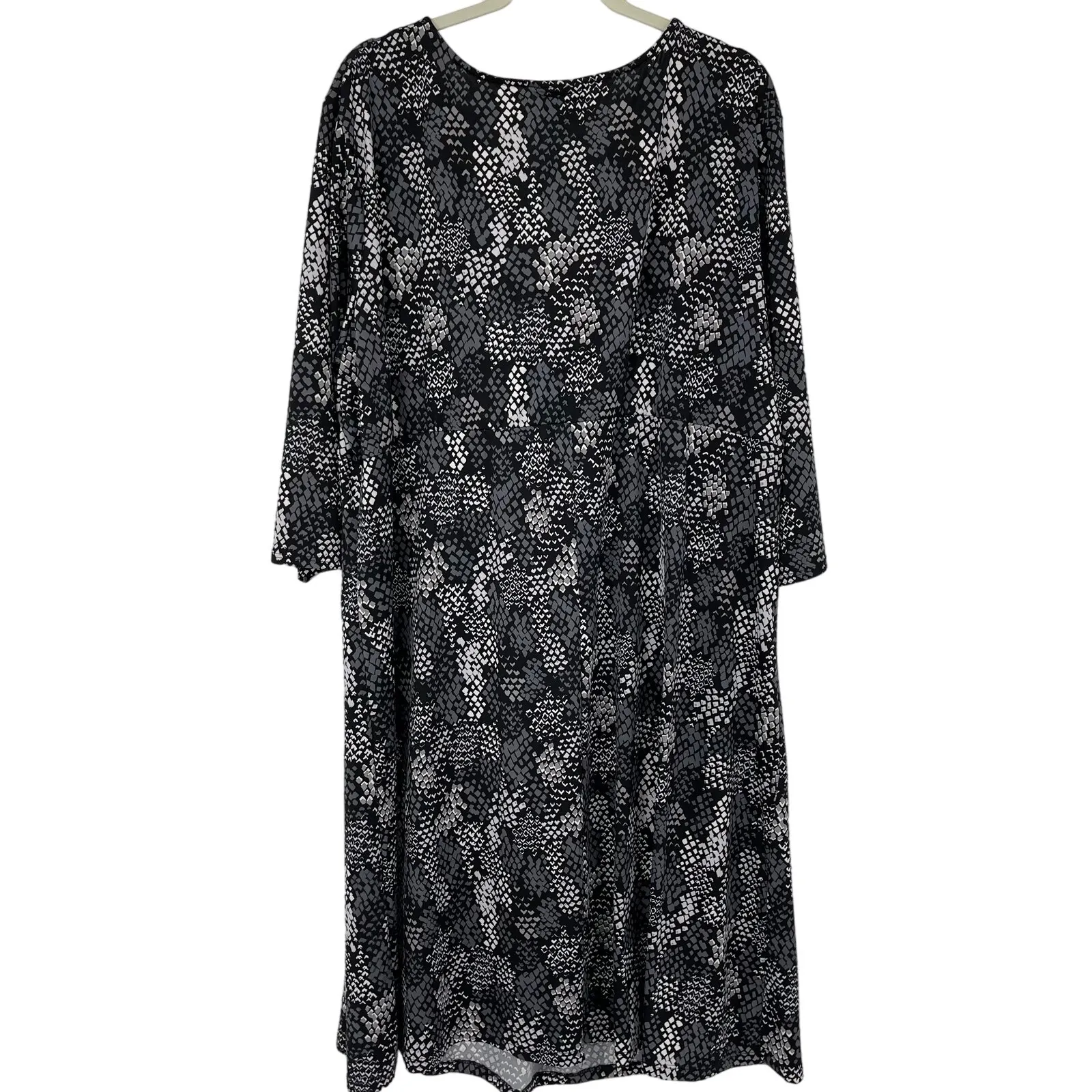 AVENUE Black Gray Stretch Knotted Front Dress Size 26/28 - Image 2