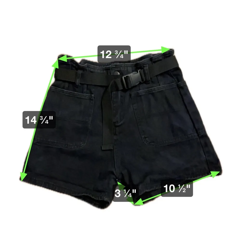 Unbranded Black High Waisted Denim Jean Shorts Seatbelt Belted Women’s Size S - Image 5