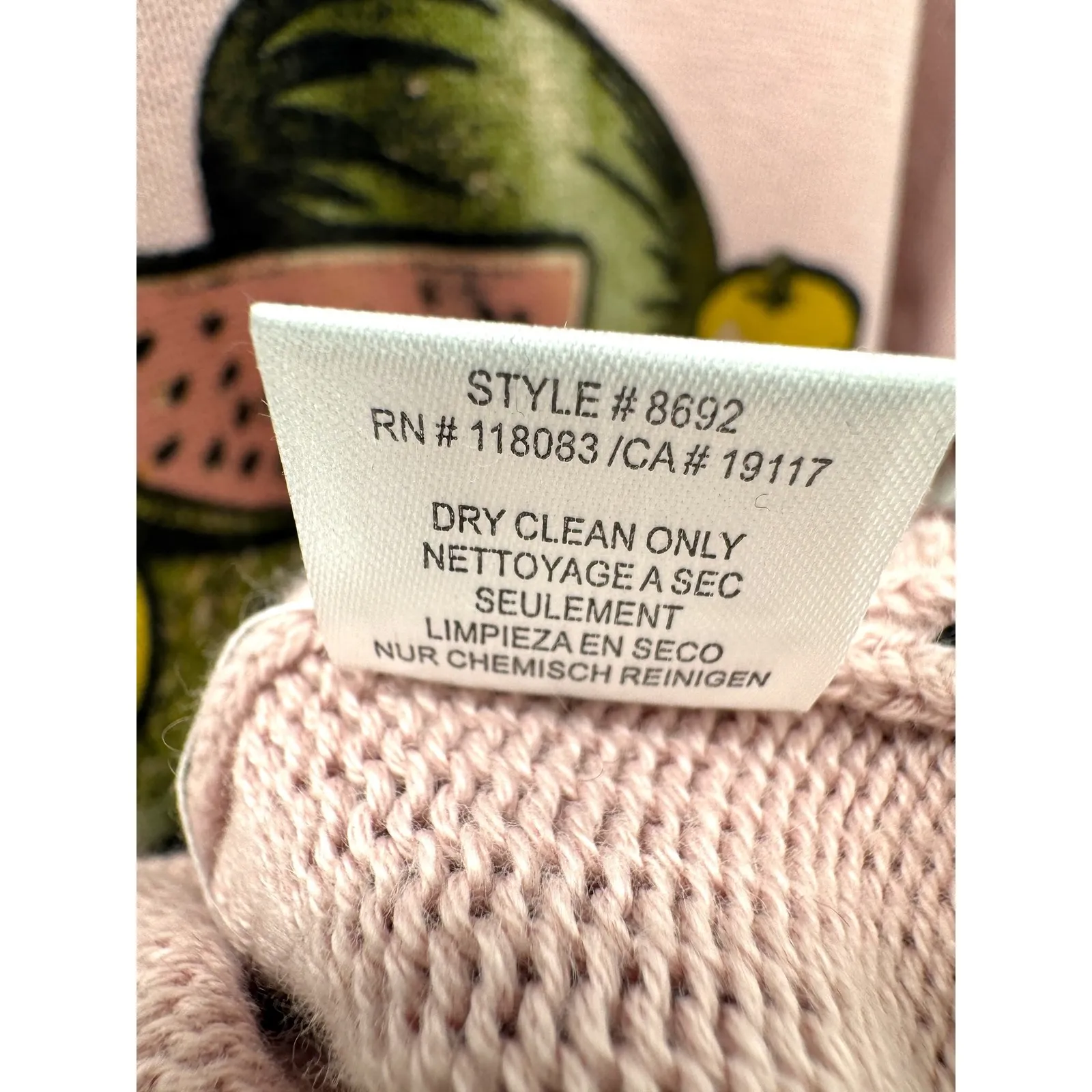 Minnie Rose Freshly Picked Fruit Print Varsity Cardigan O/S Pink Cotton Cashmere - Image 9