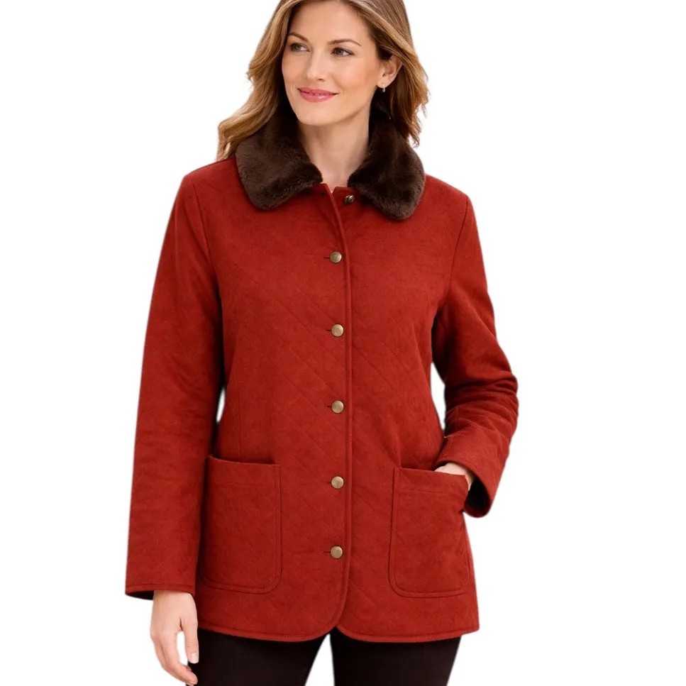 Norton McNaughton Barn Jacket Brushed Fabric Removable Faux Fur Collar Size 14 - Image 10